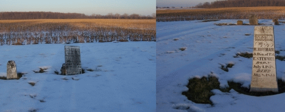 grave stones in snow off in a cornfield .gif